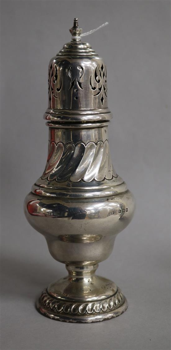 A George V silver sugar caster, Birmingham, 1911, 6.5 oz.